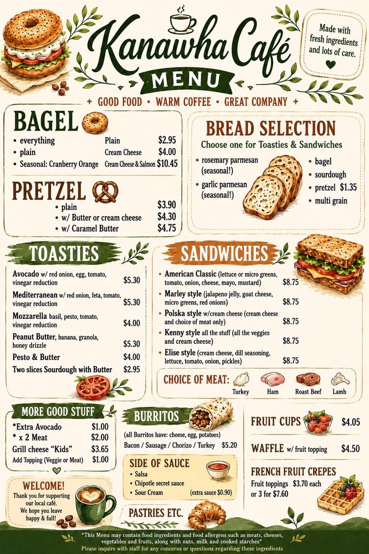 Kanawha Café food menu