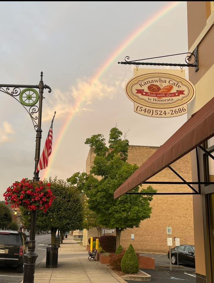 Kanawha Cafe exterior with rainbow